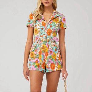 Show Me Your Mumu Outlaw Romper - Flower Market Denim